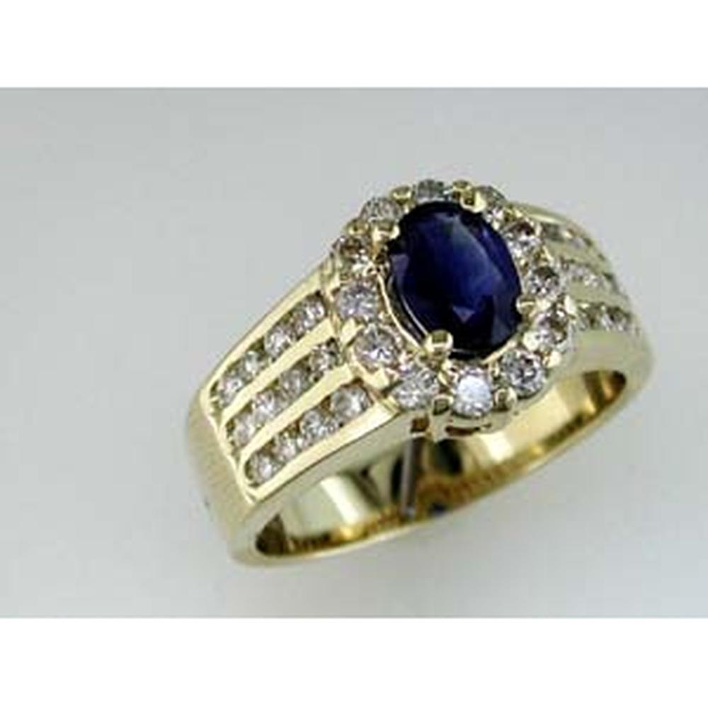 Royal 14K Yellow Gold Sapphire & Diamond Ring - 1.00 Carat Sapphire, 0.90 Carat Total Diamond Weight