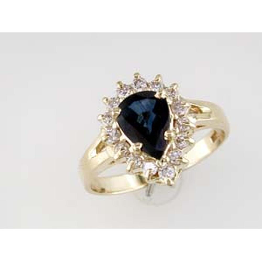Royal 14K Yellow Gold Sapphire & Diamond Ring - 1.10 Carat Sapphire, Halo Setting