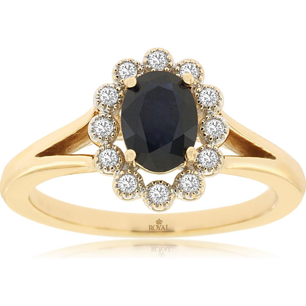 Royal 14K Yellow Gold Sapphire & Diamond Ring - 1.12 Carat Total Gem Weight