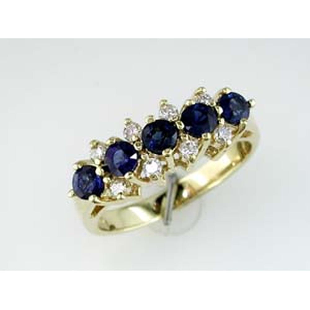 Royal 14K Yellow Gold Sapphire & Diamond Ring - 1.15 Carat Sapphire, Round Diamonds