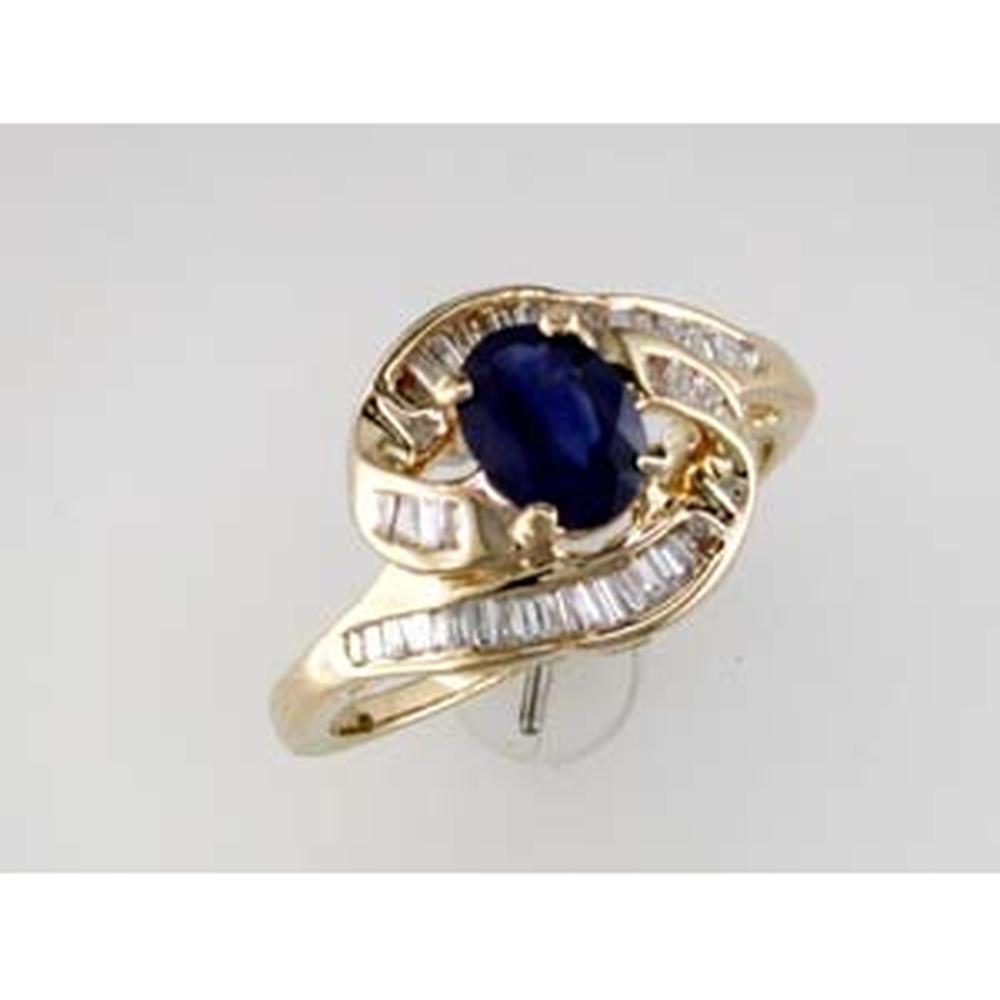 Royal 14K Yellow Gold Sapphire & Diamond Ring - 1.15 Carat Total Gem Weight
