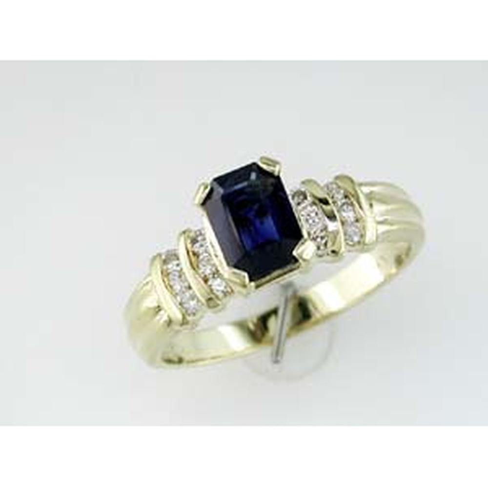Royal 14K Yellow Gold Sapphire & Diamond Ring - 1.20 Carat Sapphire, 0.23 Carat Total Diamond Weight