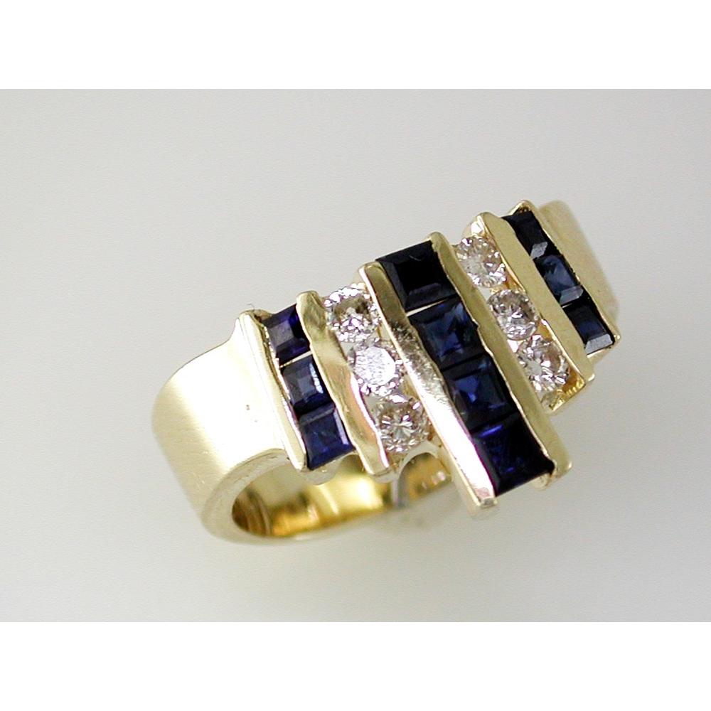 Royal 14K Yellow Gold Sapphire & Diamond Ring - 1.20 Carat Sapphire - 0.35 Carat Diamond Total Weight