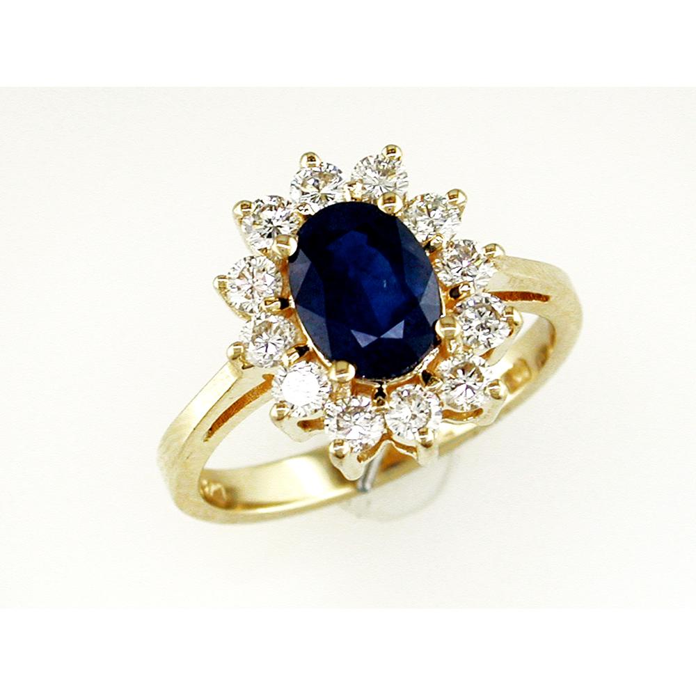 Royal 14K Yellow Gold Sapphire & Diamond Ring - 1.40 Carat Oval Sapphire & 0.75 Carat Total Diamond Weight