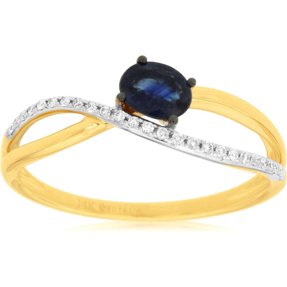 Royal 14K Yellow Gold Sapphire & Diamond Ring - Exquisite Oval Design