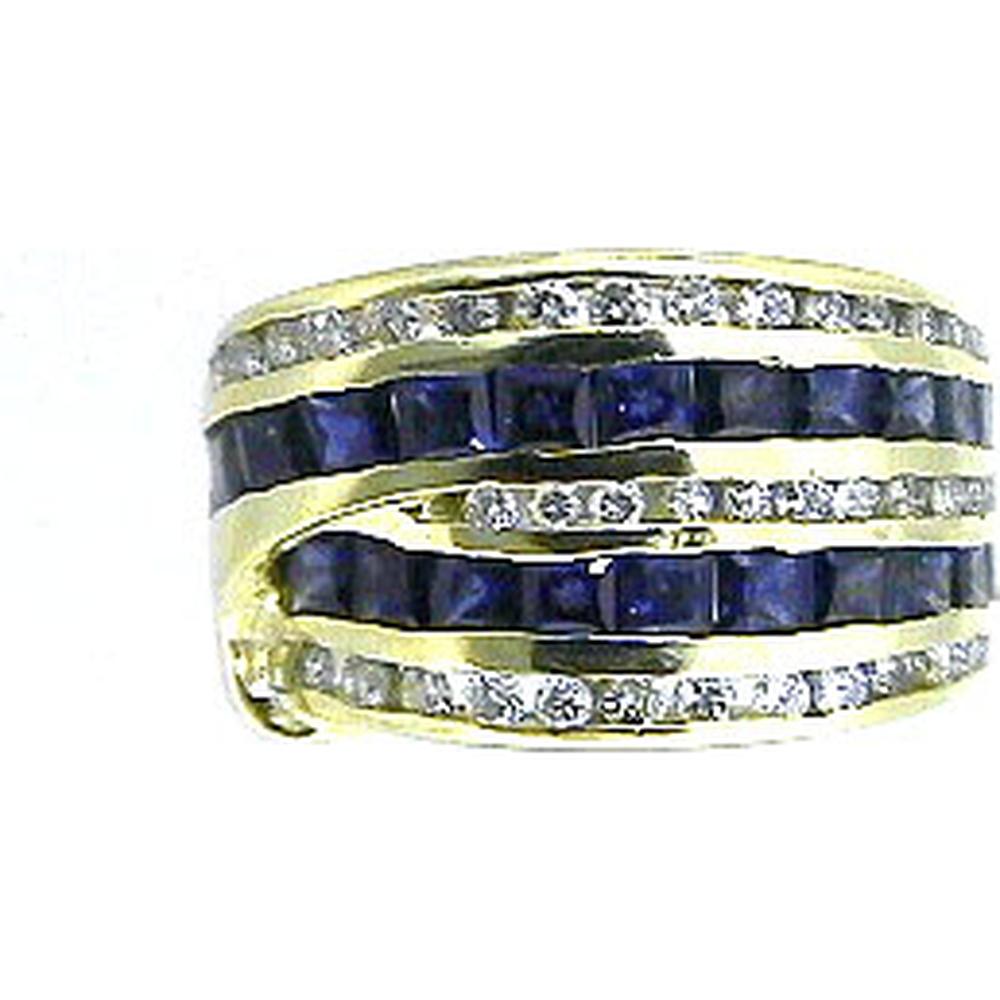 Royal 14K Yellow Gold Sapphire & Diamond Ring - Timeless Elegance