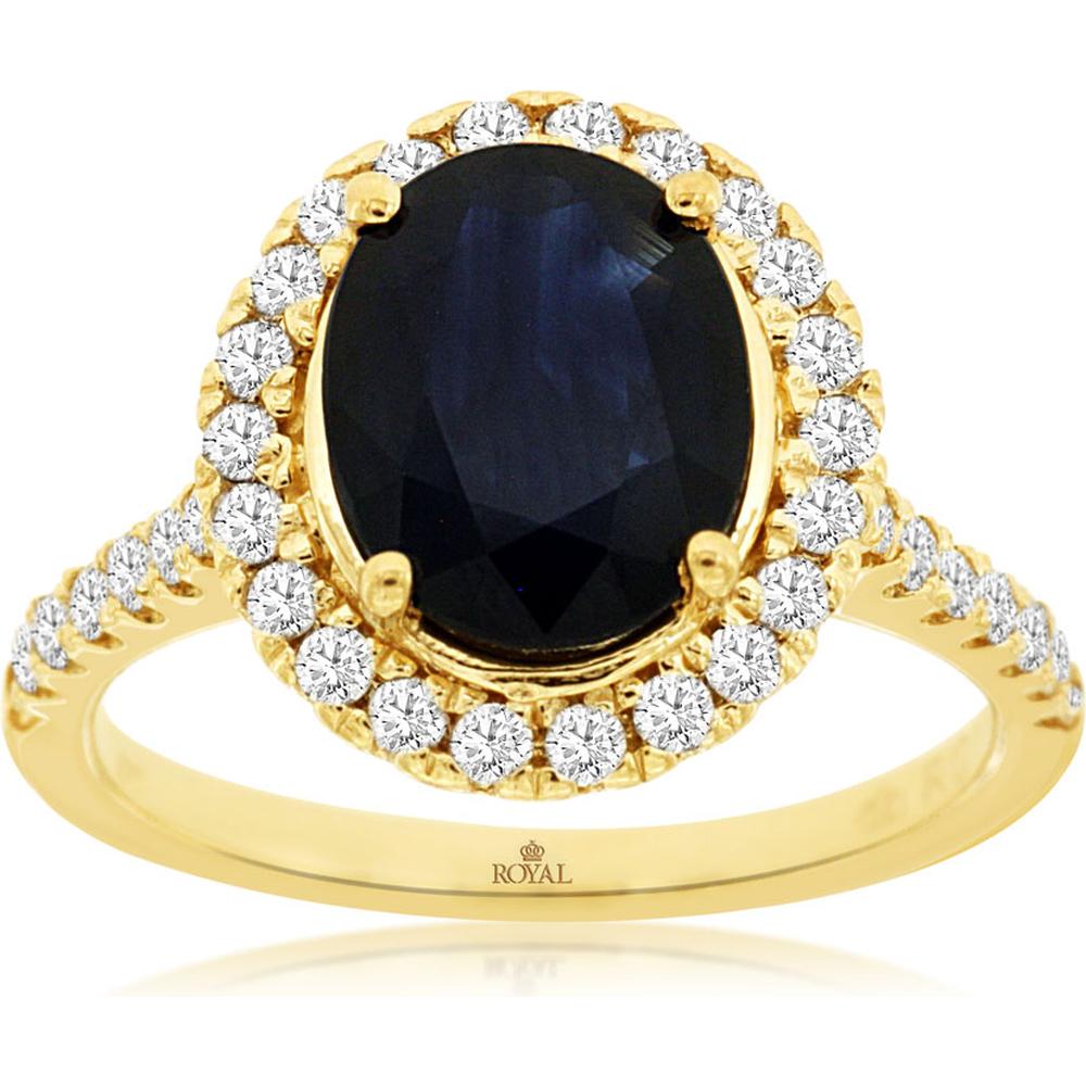 Royal 14K Yellow Gold Sapphire & Diamond Ring - Timeless Elegance & Allure