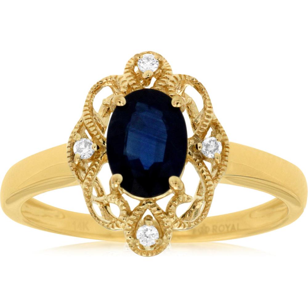Royal 14K Yellow Gold Sapphire and Diamond Ring - Timeless Elegance