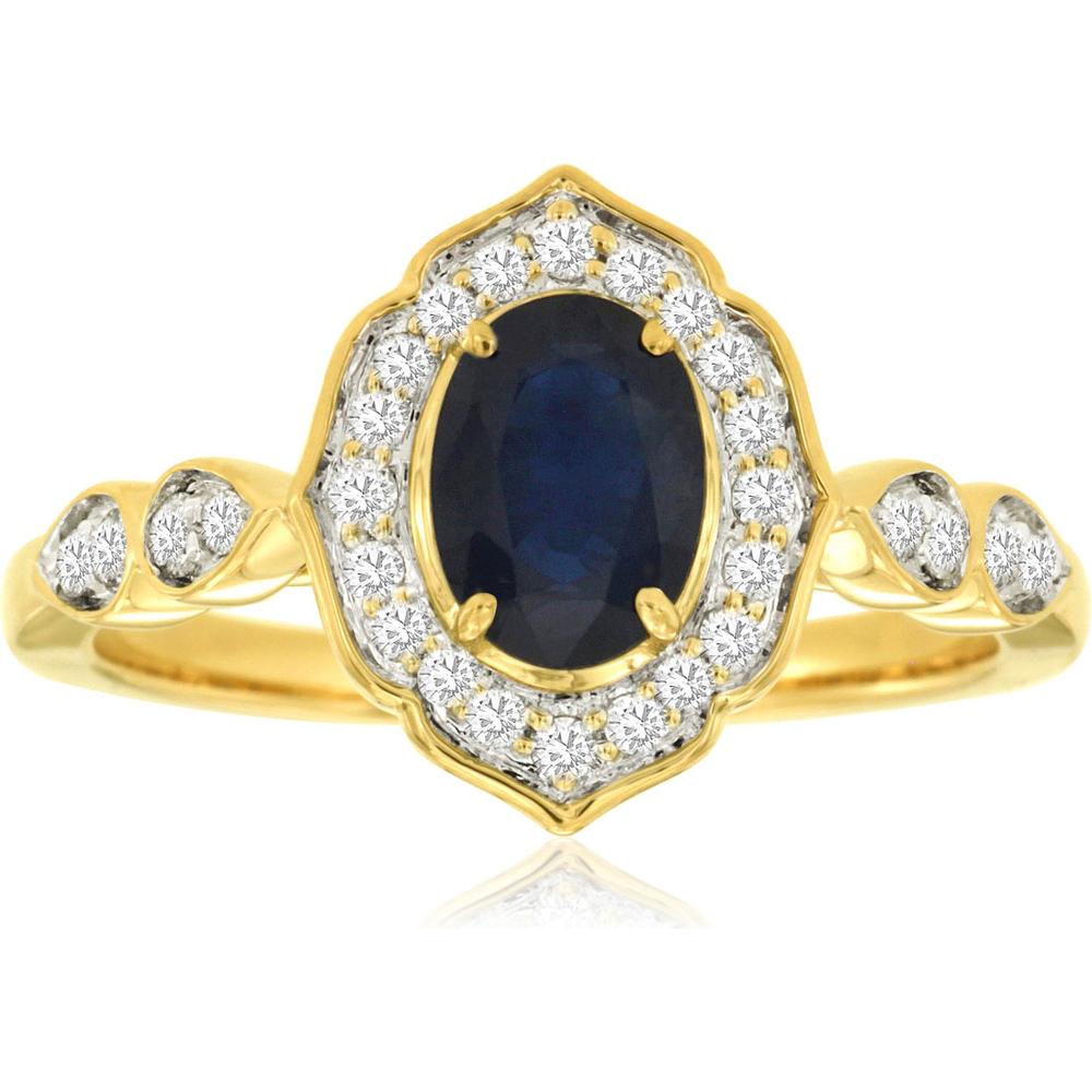 Royal 14K Yellow Gold Sapphire & Diamond Ring - Timeless Elegance