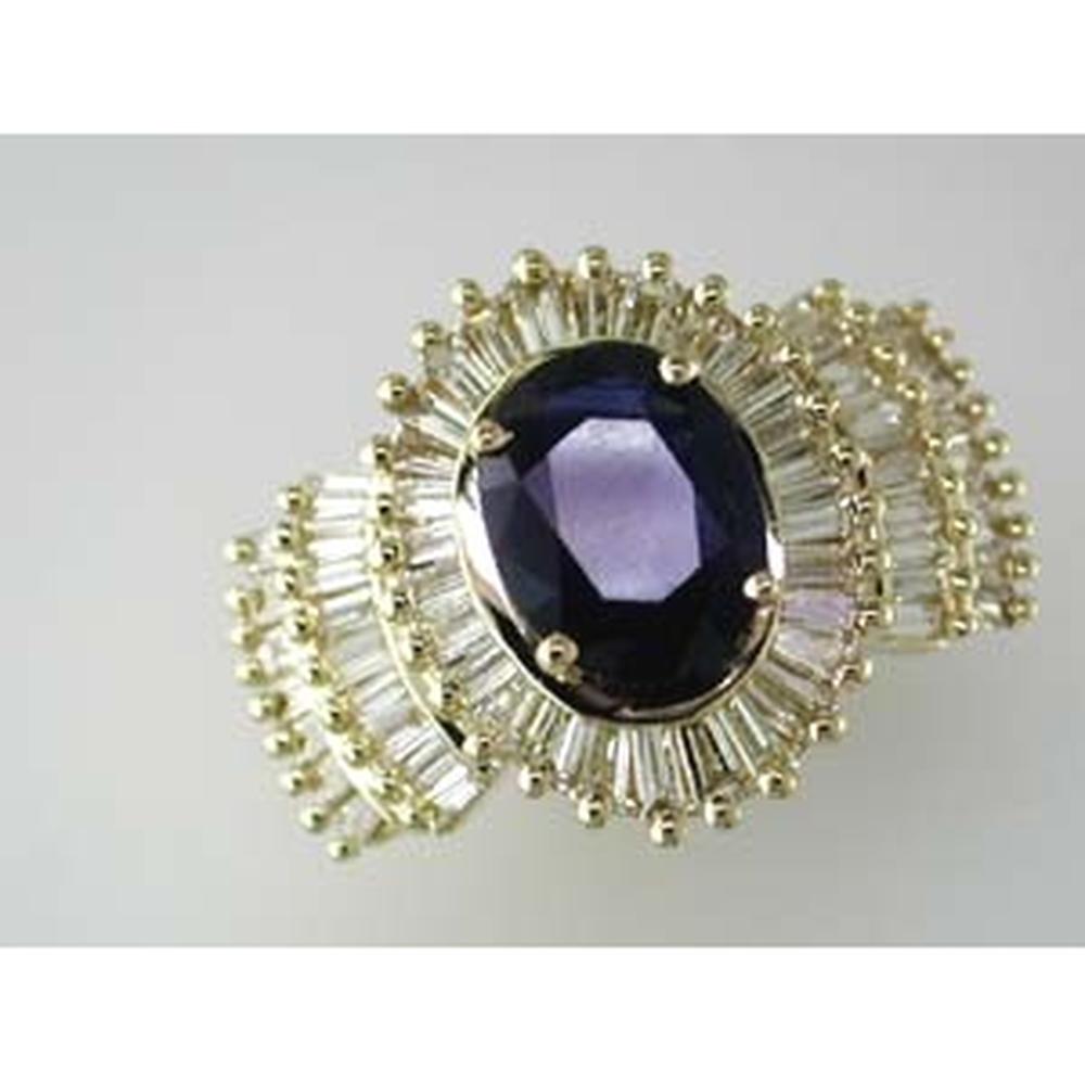 Royal 14K Yellow Gold Sapphire & Diamond Ring - Timeless Elegance in Blue