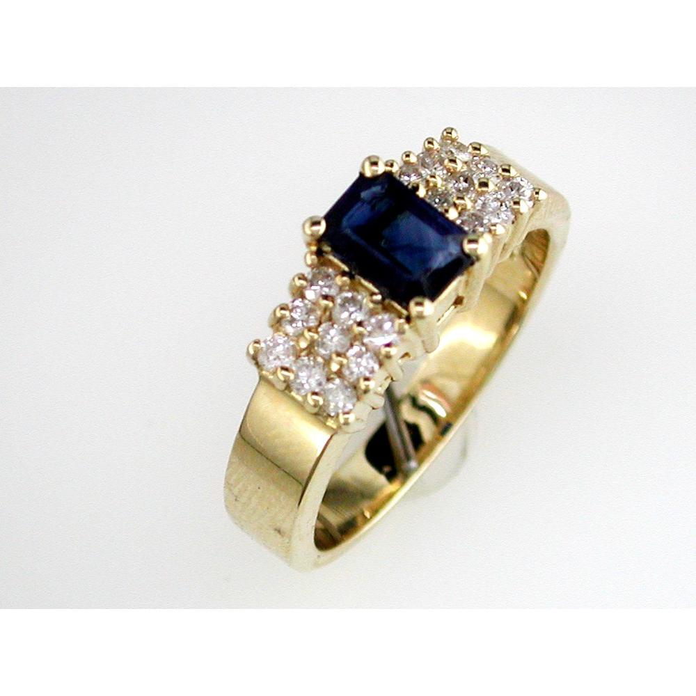 Royal 14K Yellow Gold Sapphire & Diamond Ring - Timeless Elegance in Emerald Cut