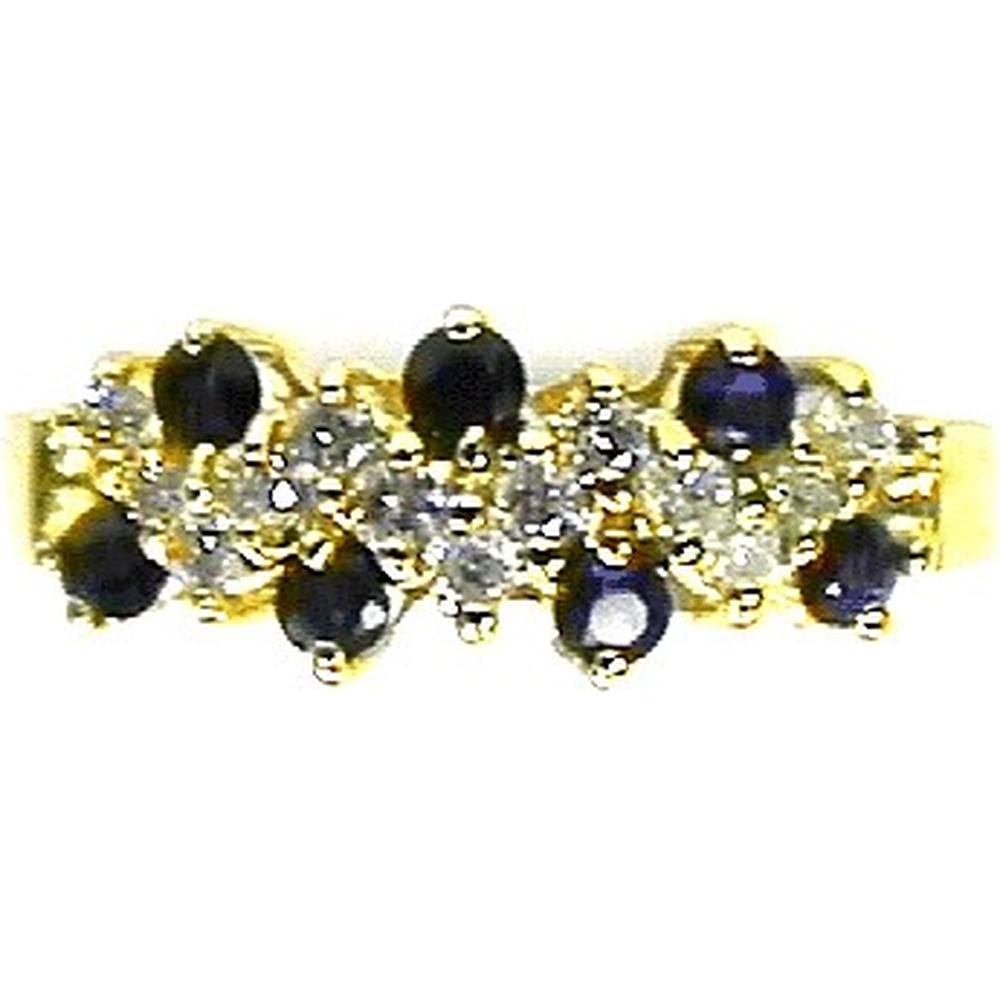 Royal 14K Yellow Gold Sapphire and Diamond Round Ring - 0.45 Carat Sapphire, 0.33 Carat Diamond Total