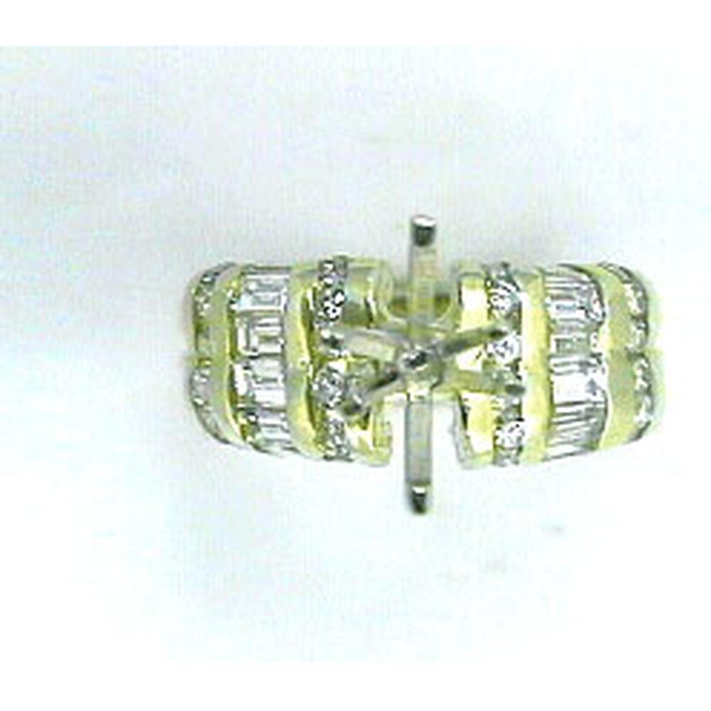 Royal 14K Yellow Gold Semi-Mount Earrings with Baguette and Round Diamonds