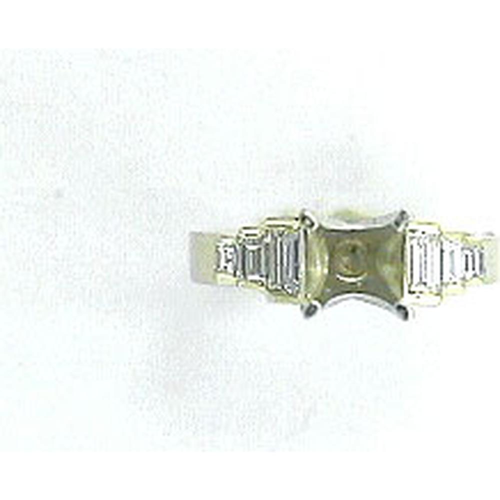 Royal 14K Yellow Gold Semi Mount Earrings with Baguette Diamond Accents