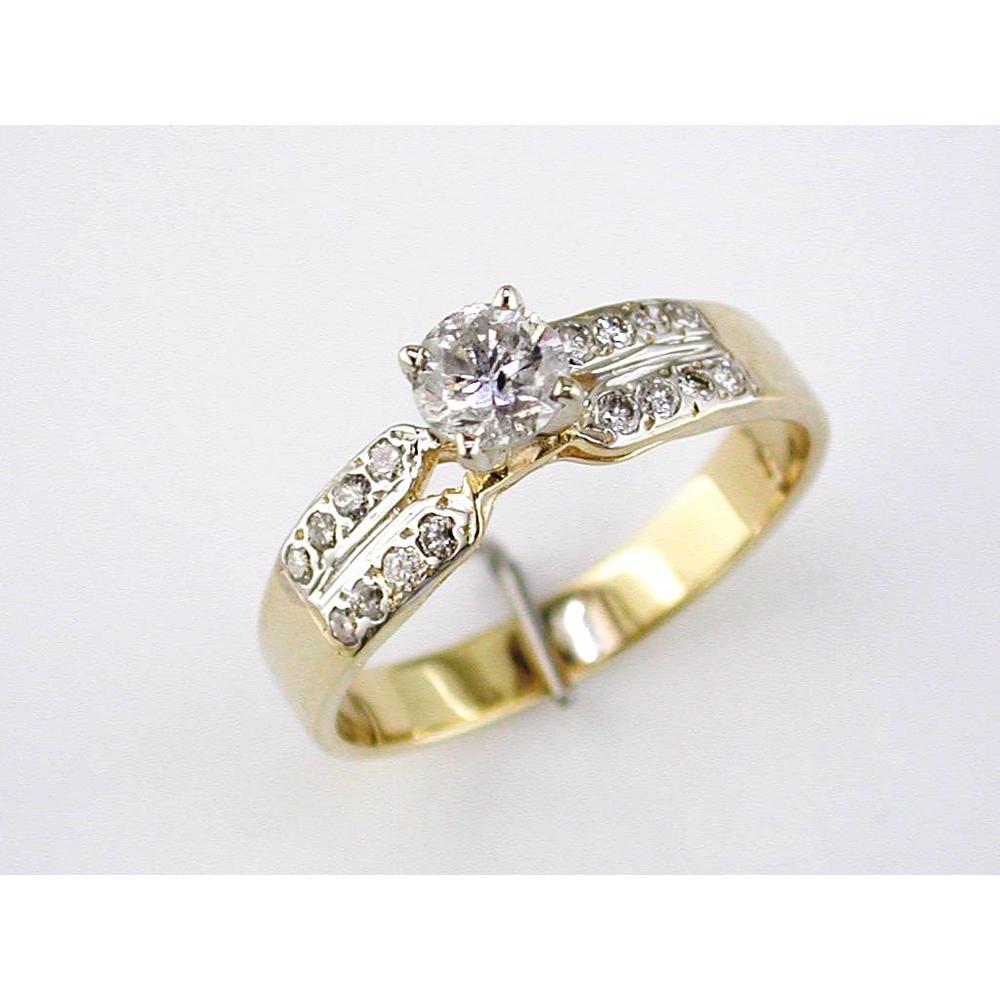 Royal 14K Yellow Gold Semi Mount Earrings with Round Diamond - 0.44 Carat Total Diamond Weight