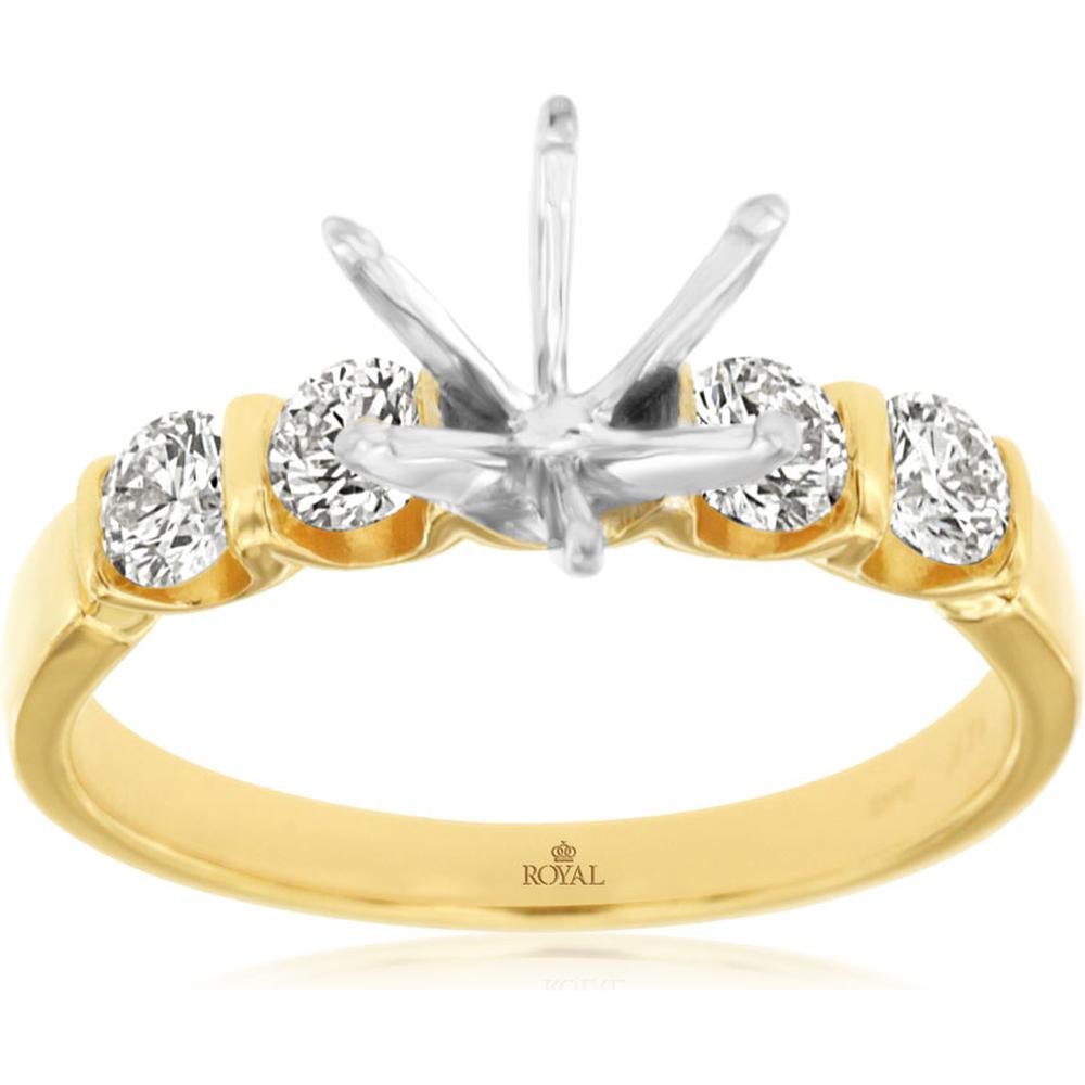 Royal 14K Yellow Gold Semi Mount for Custom Gemstone Earrings, 0.60 Carat Weight