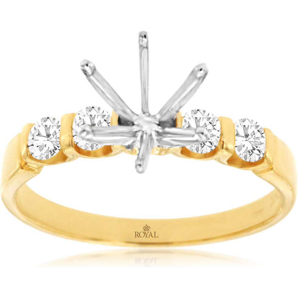 Royal 14K Yellow Gold Semi Mount for Custom Gemstone Jewelry