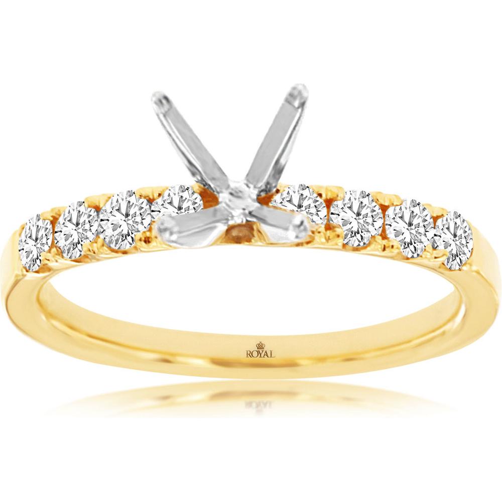 Royal 14K Yellow Gold Semi Mount for Custom Gemstone Ring