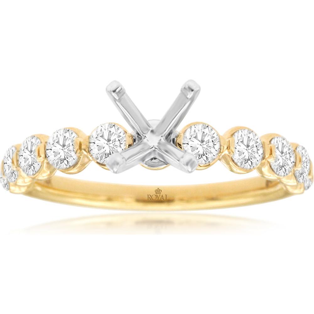 Royal 14K Yellow Gold Semi Mount for Gemstone of Your Choice - 0.75 Carat Weight