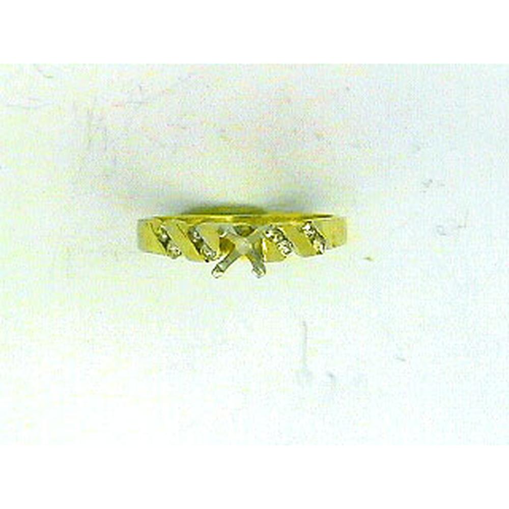 Royal 14K Yellow Gold Semi Mount Ring with Round Diamond Accents