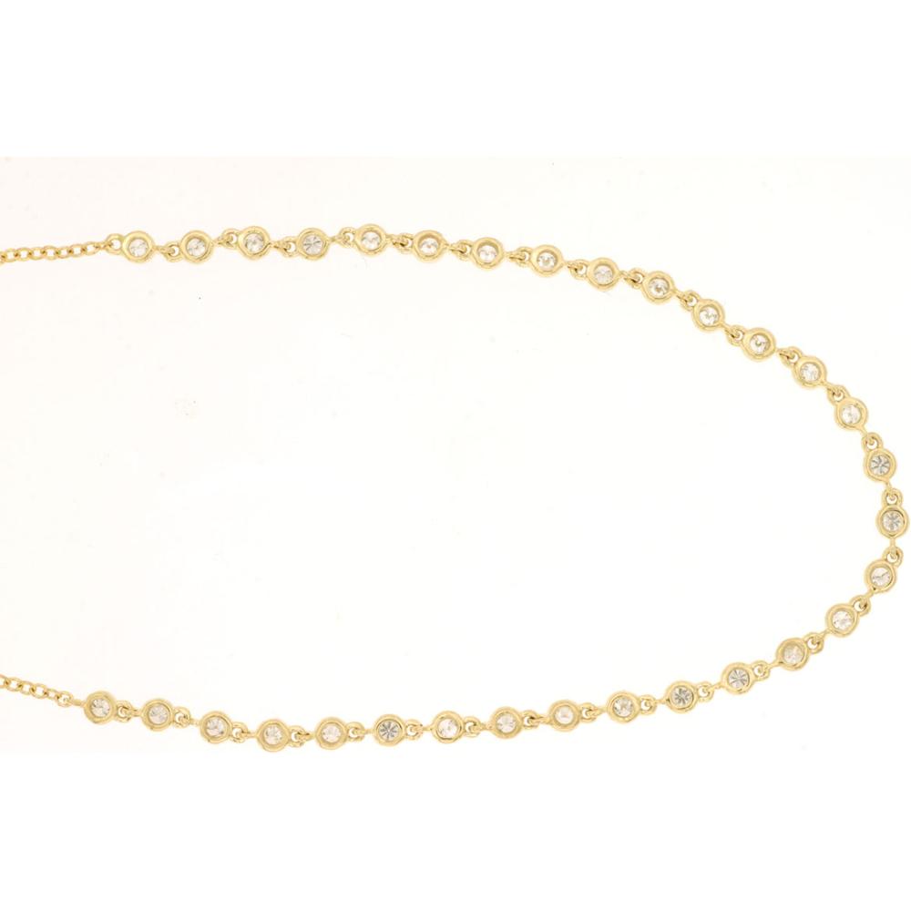 Royal 14K Yellow Gold Station Necklace with Bezel Set Diamonds - 0.50 Carat Total Diamond Weight