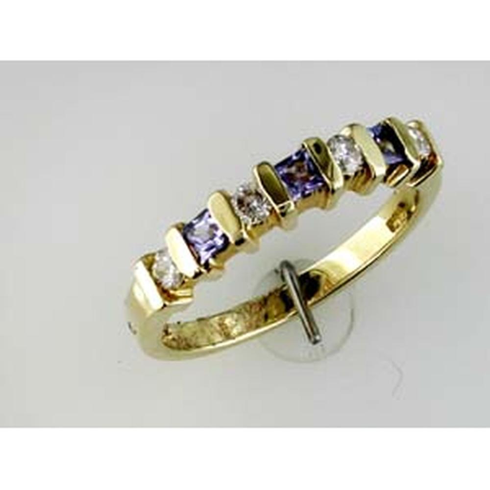 Royal 14K Yellow Gold Tanzanite & Diamond Band - 0.18 Carat Tanzanite, 0.25 Carat Diamond Total Weight