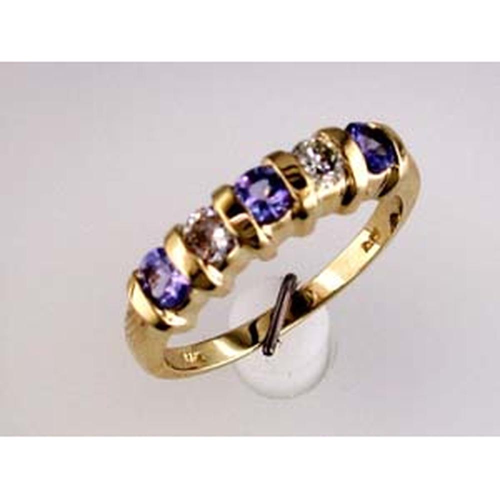 Royal 14K Yellow Gold Tanzanite & Diamond Band - 0.45 Carat Tanzanite, 0.30 Carat Diamond Total Weight
