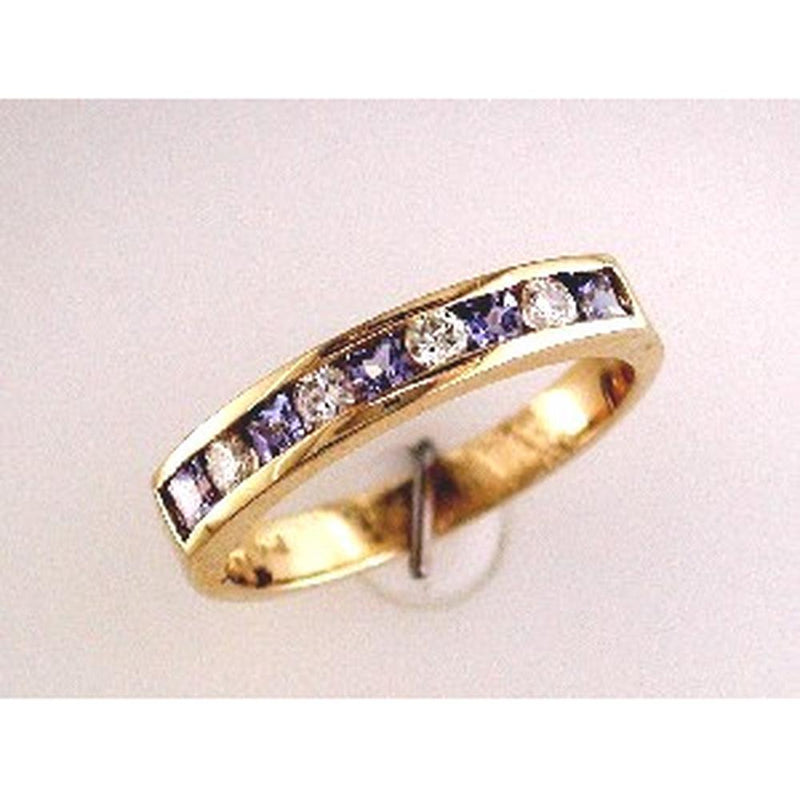Royal 14K Yellow Gold Tanzanite & Diamond Band - 0.64 Carat Total Gem Weight