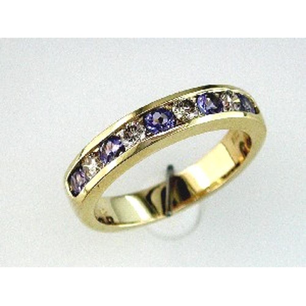 Royal 14K Yellow Gold Tanzanite & Diamond Band - 0.74 Carat Total Gem Weight