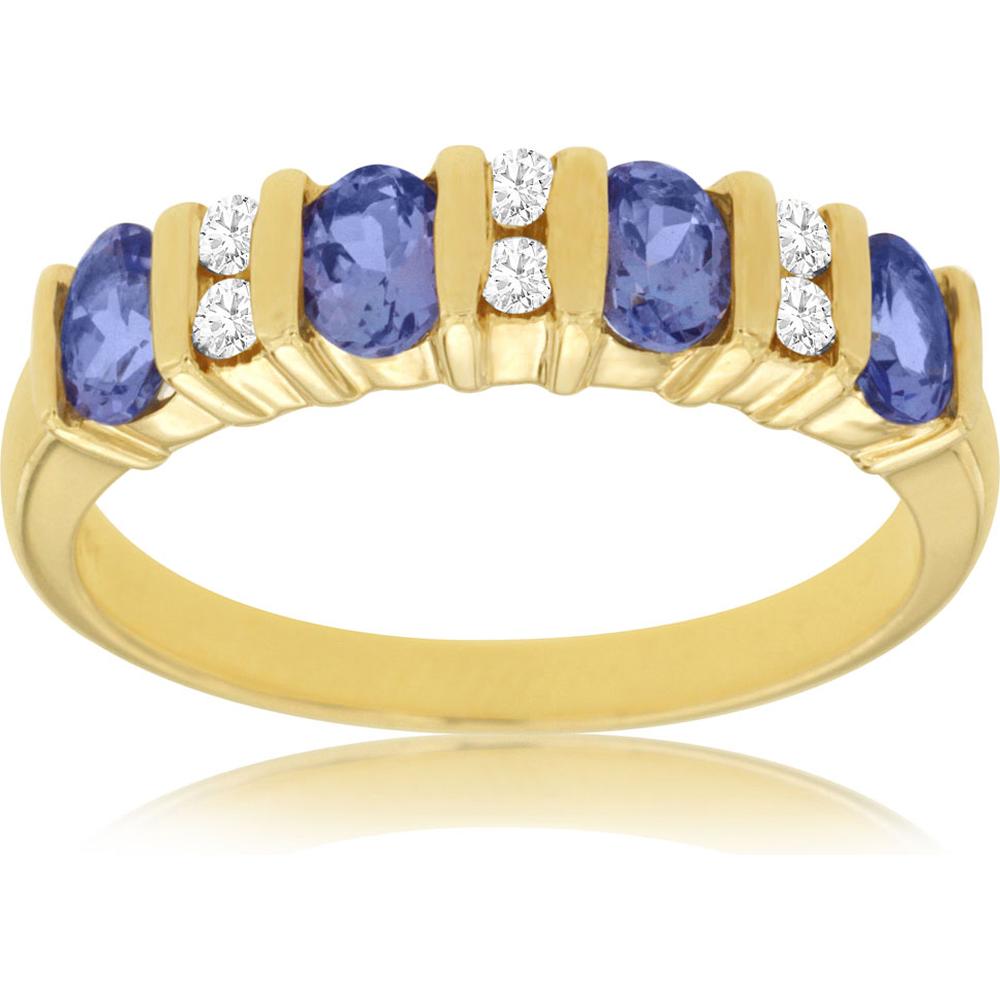 Royal 14K Yellow Gold Tanzanite & Diamond Band - 0.75 Carat Tanzanite, 0.14 Carat Diamonds