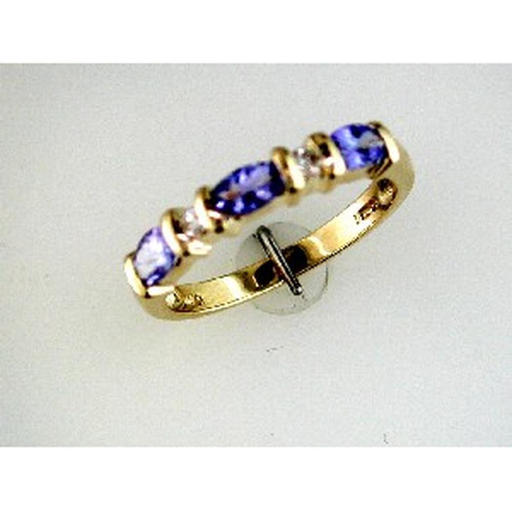 Royal 14K Yellow Gold Tanzanite and Diamond Band - Celestial Elegance