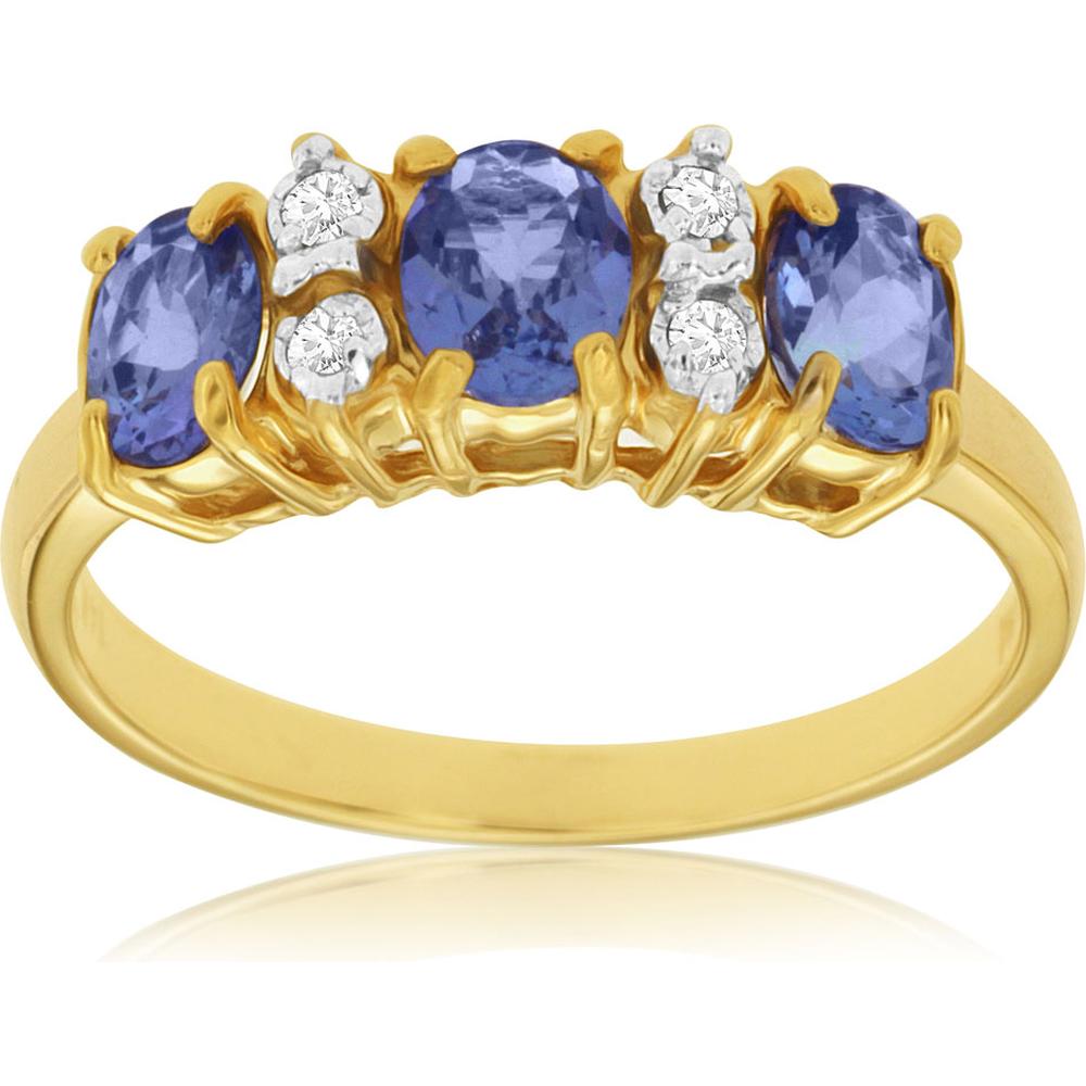 Royal 14K Yellow Gold Tanzanite & Diamond Band - Elegant Statement Piece