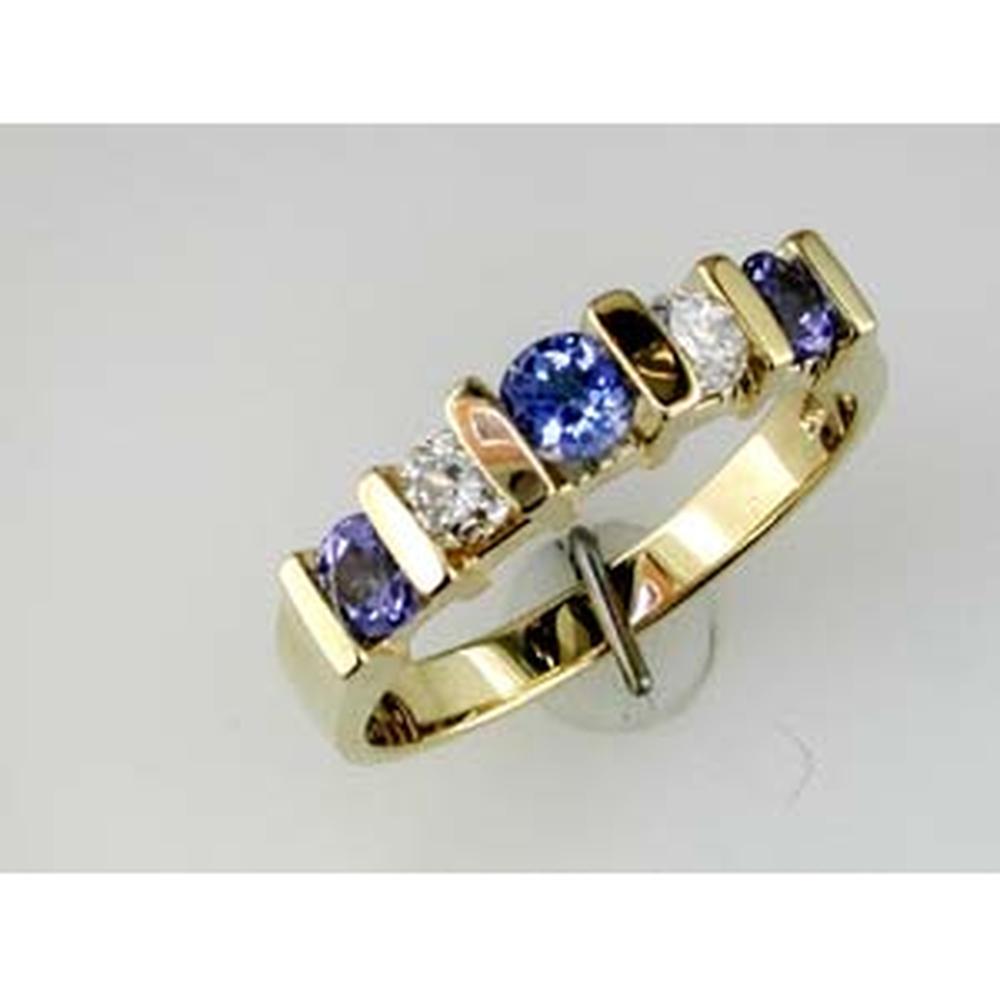 Royal 14K Yellow Gold Tanzanite & Diamond Band - Timeless Elegance