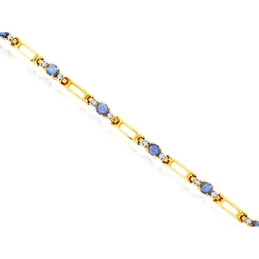 Royal 14K Yellow Gold Tanzanite & Diamond Bracelet - 1.50 Carat Tanzanite, 0.14 Carat Diamond Total Weight