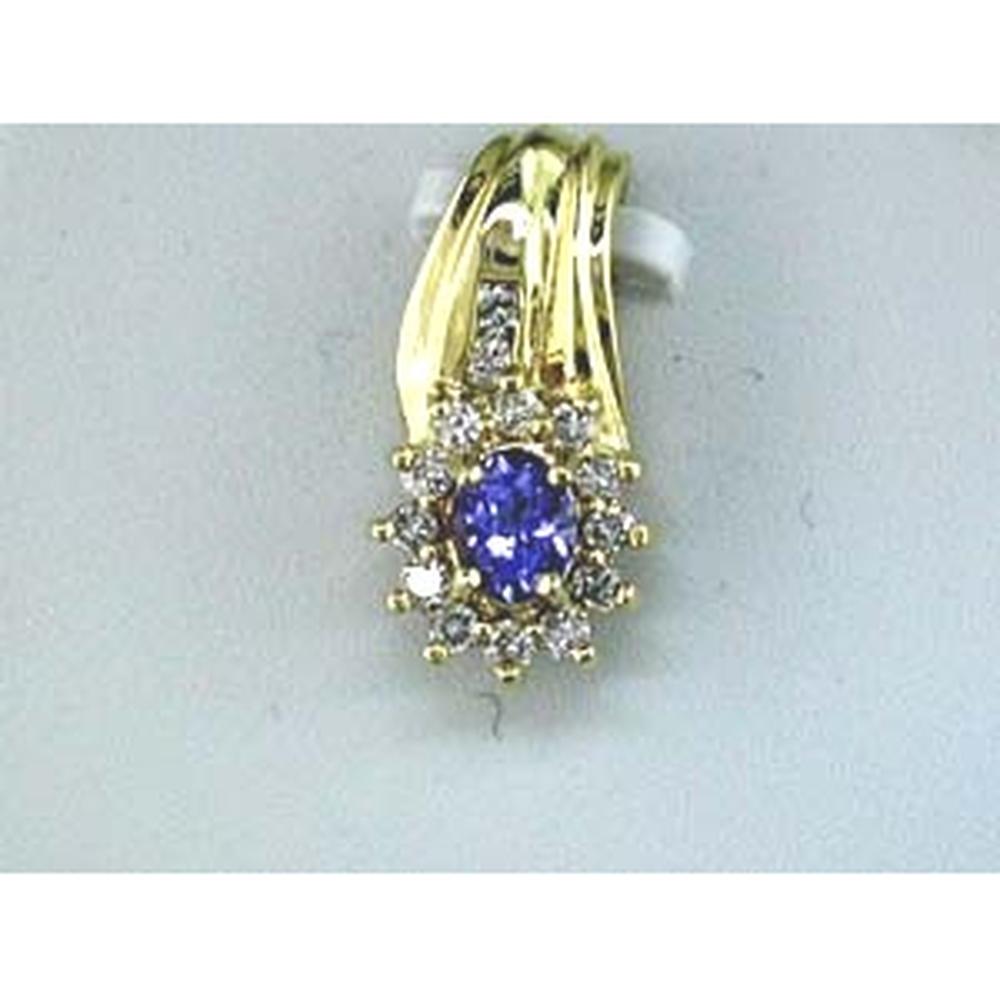 Royal 14K Yellow Gold Tanzanite & Diamond Celestial Pendant - 0.40 Carat Tanzanite, 0.30 Carat Diamonds
