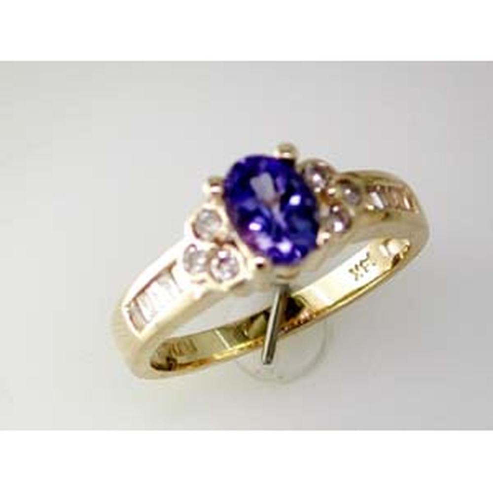 Royal 14K Yellow Gold Tanzanite & Diamond Celestial Ring - 0.80 Carat Tanzanite, 0.35 Carat Diamonds