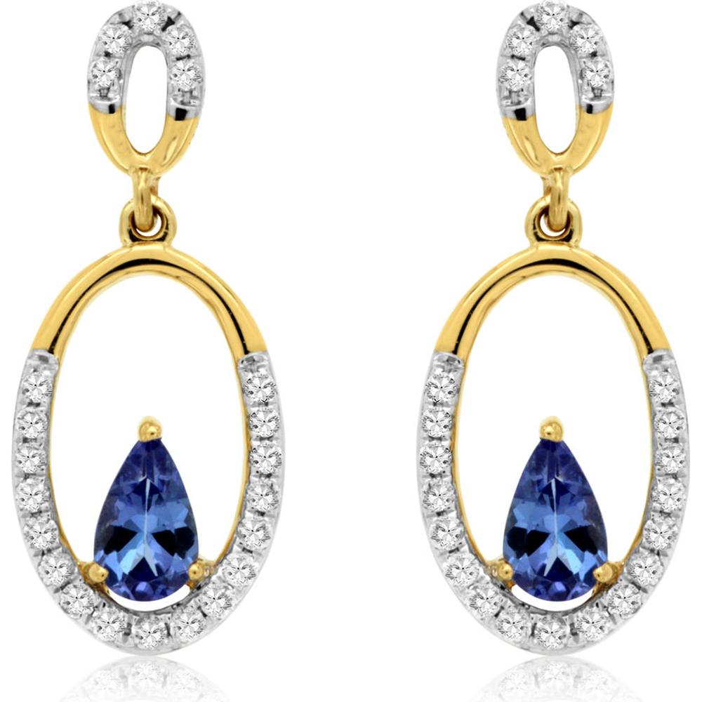 Royal 14K Yellow Gold Tanzanite & Diamond Earrings - 0.62 Carat Total Gem Weight