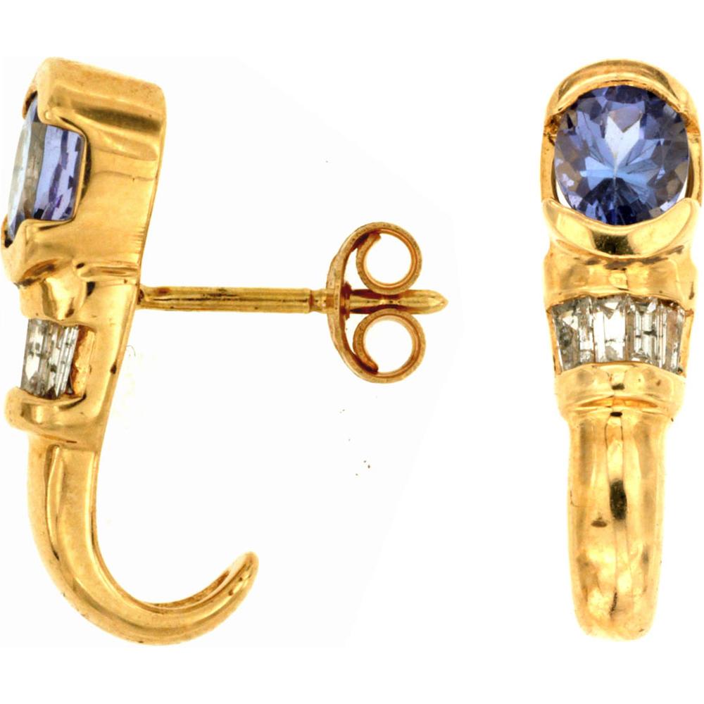 Royal 14K Yellow Gold Tanzanite & Diamond Earrings - 0.70 Carat Total Gem Weight