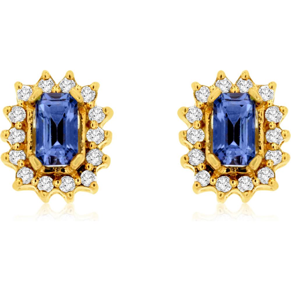 Royal 14K Yellow Gold Tanzanite & Diamond Earrings - Captivating Beauty