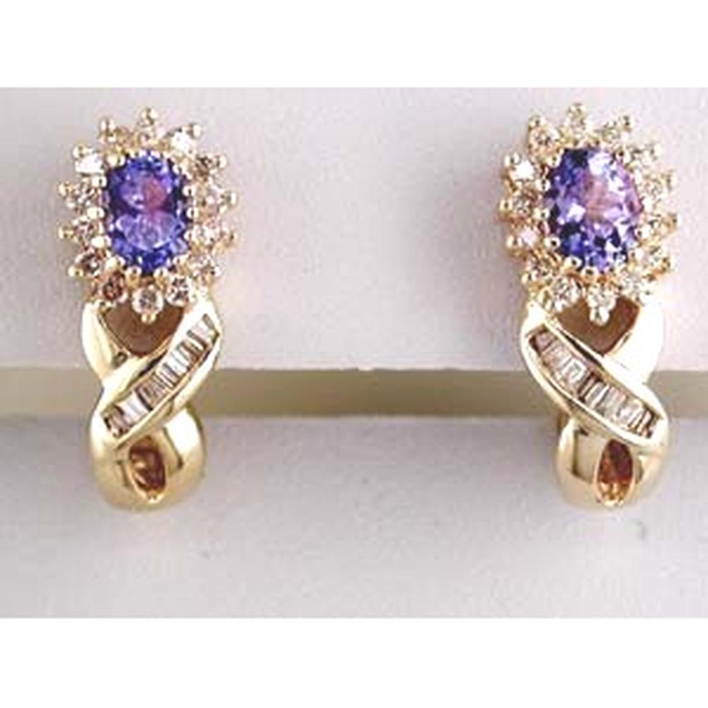 Royal 14K Yellow Gold Tanzanite & Diamond Earrings - Enchanting Whispers