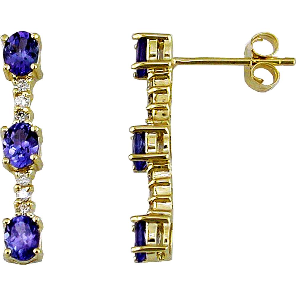 Royal 14K Yellow Gold Tanzanite & Diamond Earrings - Vibrant Luxury Sparkle