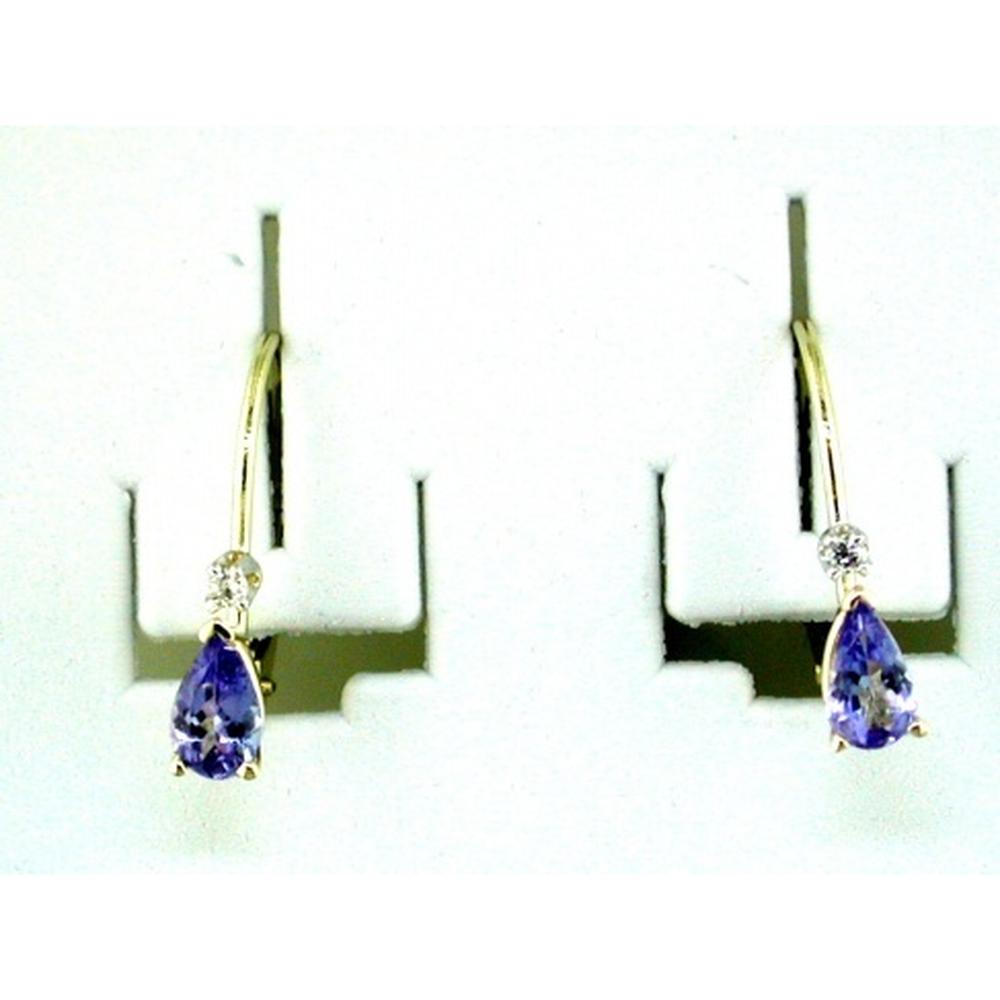 Royal 14K Yellow Gold Tanzanite & Diamond Halo Earrings - Pear Shape