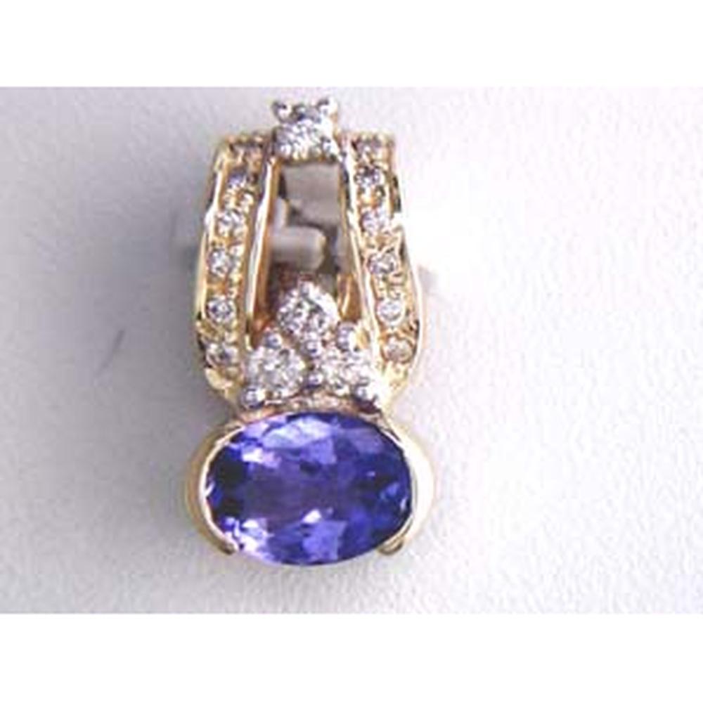 Royal 14K Yellow Gold Tanzanite & Diamond Halo Pendant - 0.75 Carat Tanzanite