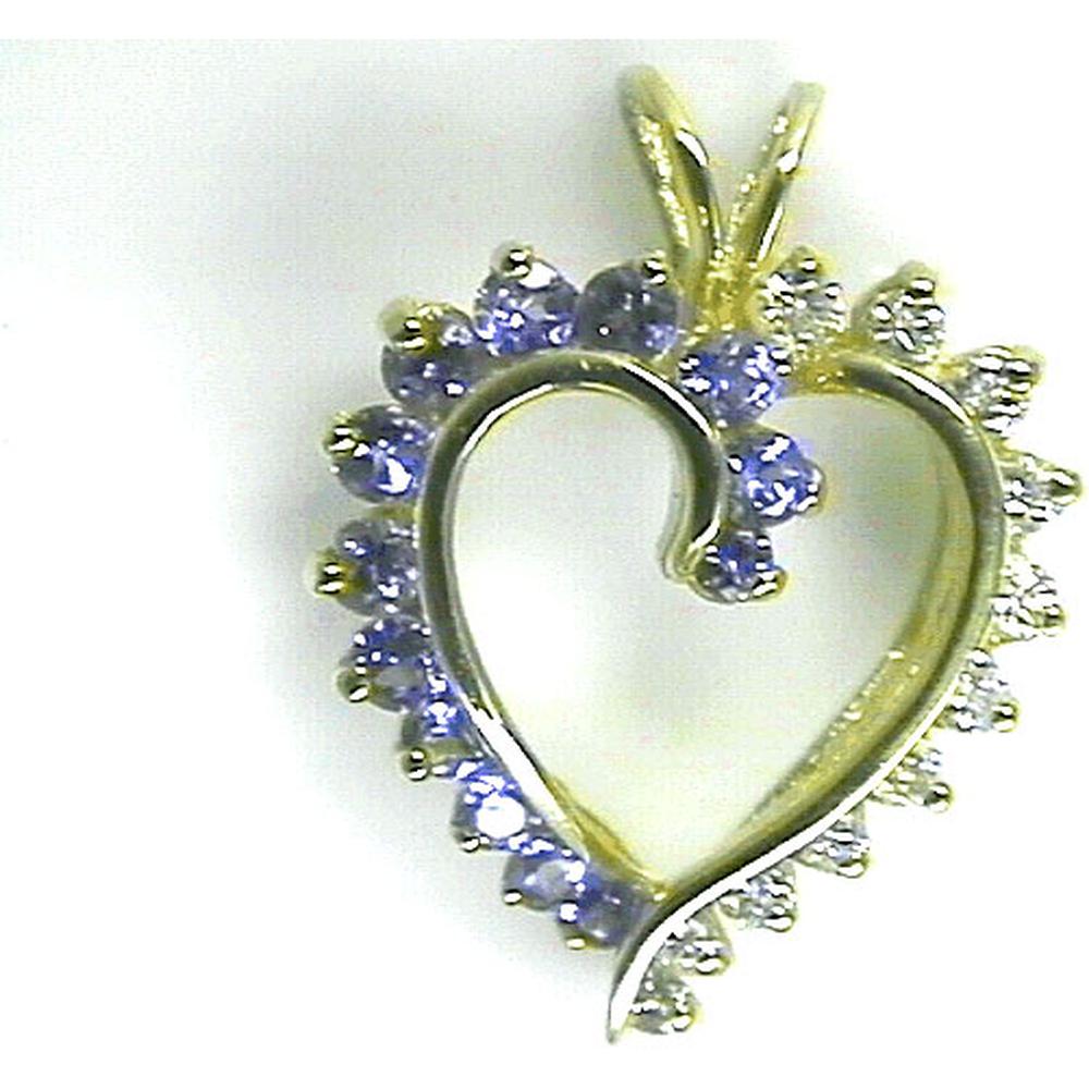 Royal 14K Yellow Gold Tanzanite & Diamond Heart Pendant - 0.39 Carat Total Gem Weight