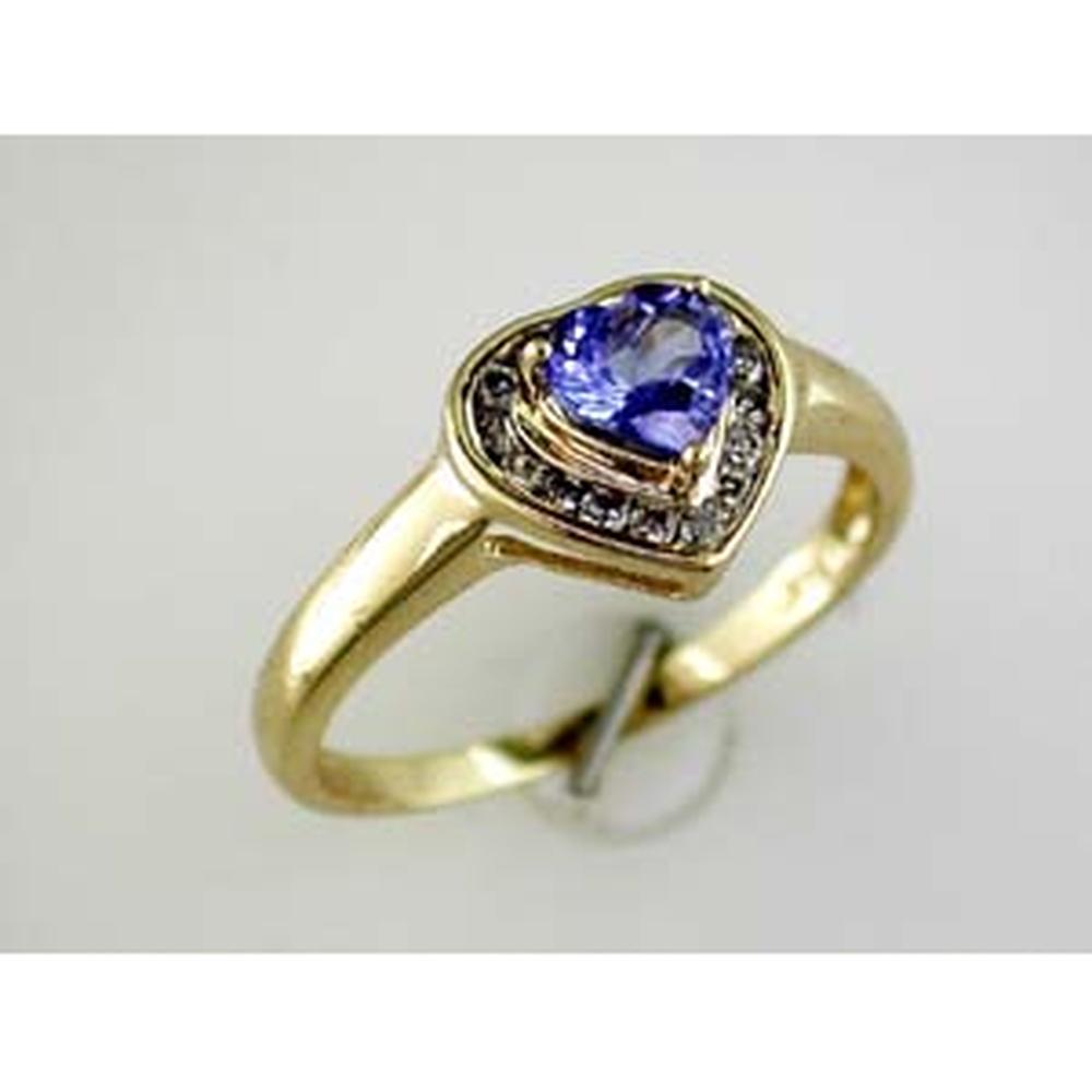 Royal 14K Yellow Gold Tanzanite & Diamond Heart Ring - 0.40 Carat Tanzanite, 0.15 Carat Diamond