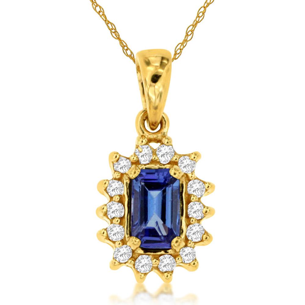 Royal 14K Yellow Gold Tanzanite & Diamond Pendant - 0.30 Carat Tanzanite, 0.10 Carat Diamond
