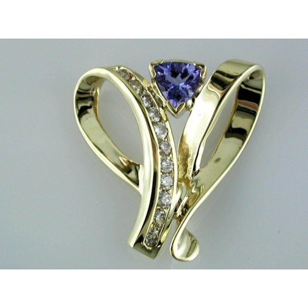 Royal 14K Yellow Gold Tanzanite & Diamond Pendant - 0.60 Carat Tanzanite, 0.29 Carat Diamond Total