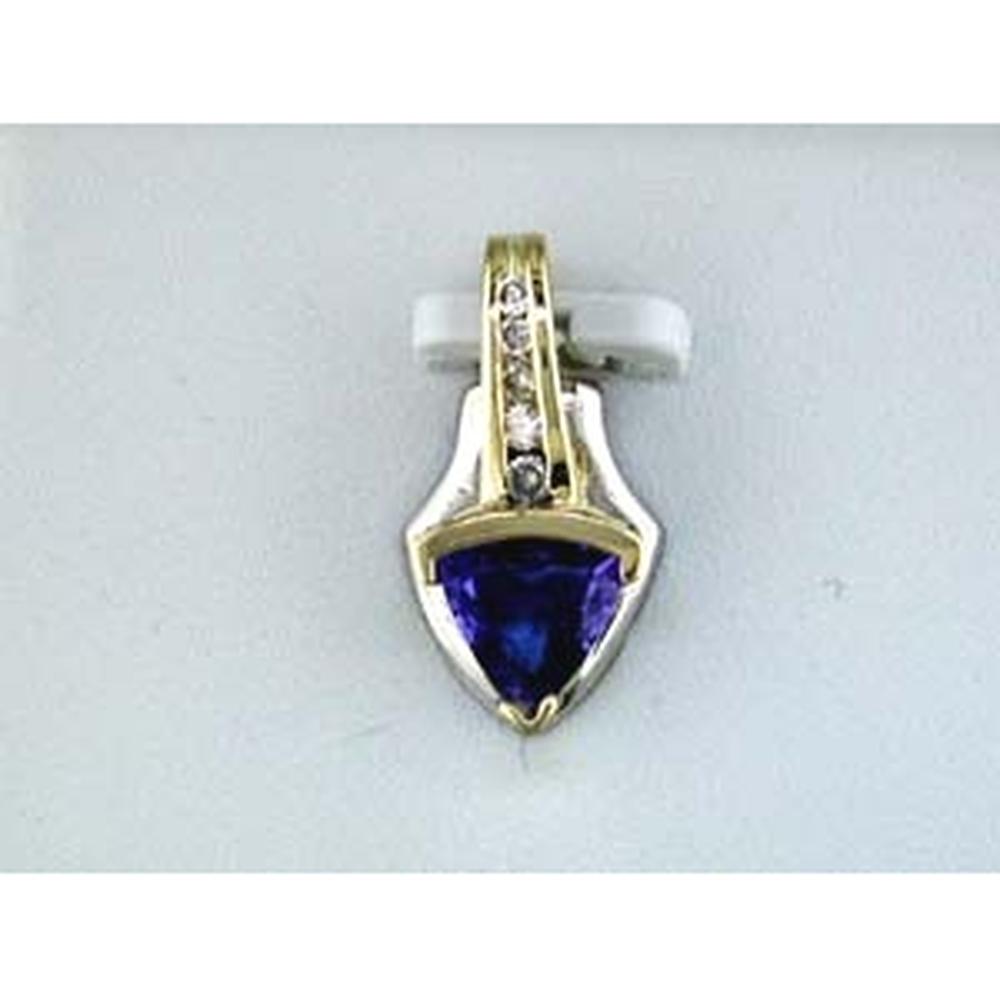 Royal 14K Yellow Gold Tanzanite & Diamond Pendant - 0.75 Carat Tanzanite, Round Diamonds