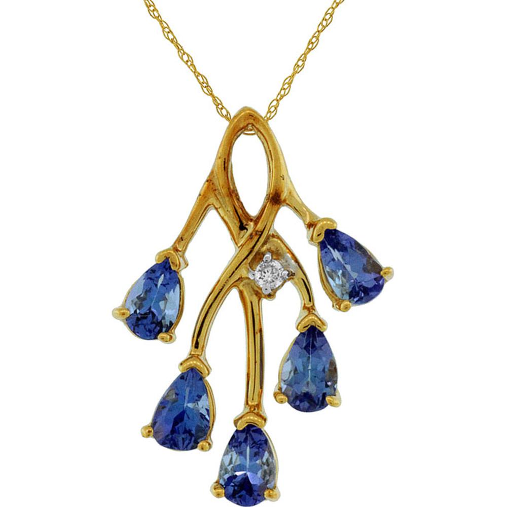 Royal 14K Yellow Gold Tanzanite & Diamond Pendant - 1.15 Carat Tanzanite, 0.02 Carat Diamond Total Weight