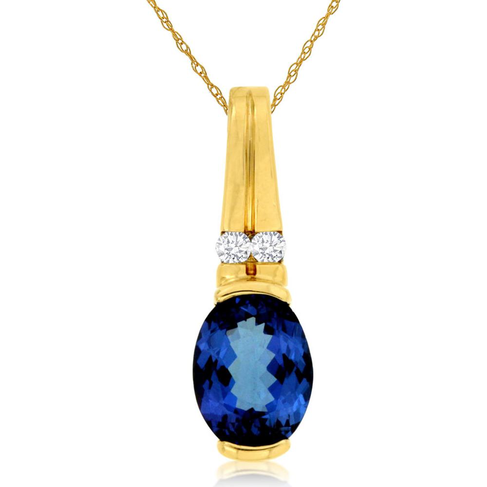 Royal 14K Yellow Gold Tanzanite & Diamond Pendant - 1.30 Carat Tanzanite & 0.05 Carat Diamonds